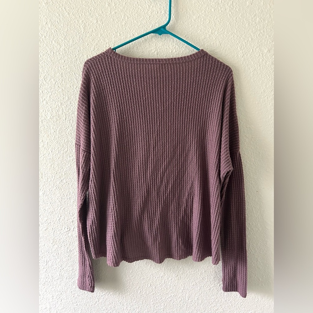 MTS Waffle Knit Tie Front Long Sleeve Top Size Small - Picture 5 of 8
